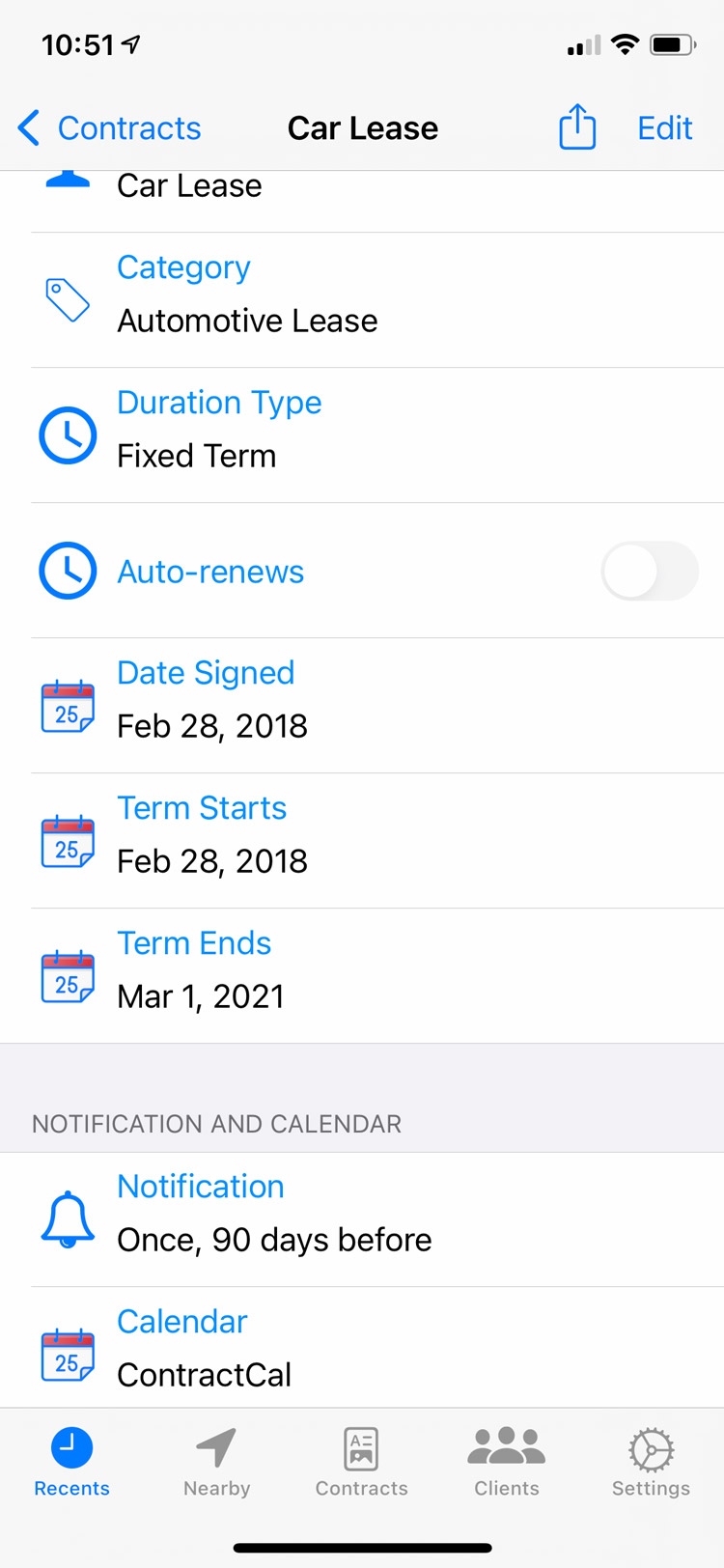 Contract details